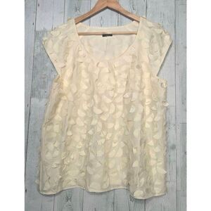 Talbots 100% Silk Flutter Half Moon Cap Sleeved Blouse Cream Sz L EST